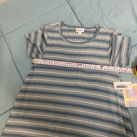 LuLaRoe Blue and White A-Line Midi Dress - Picture 9 of 11
